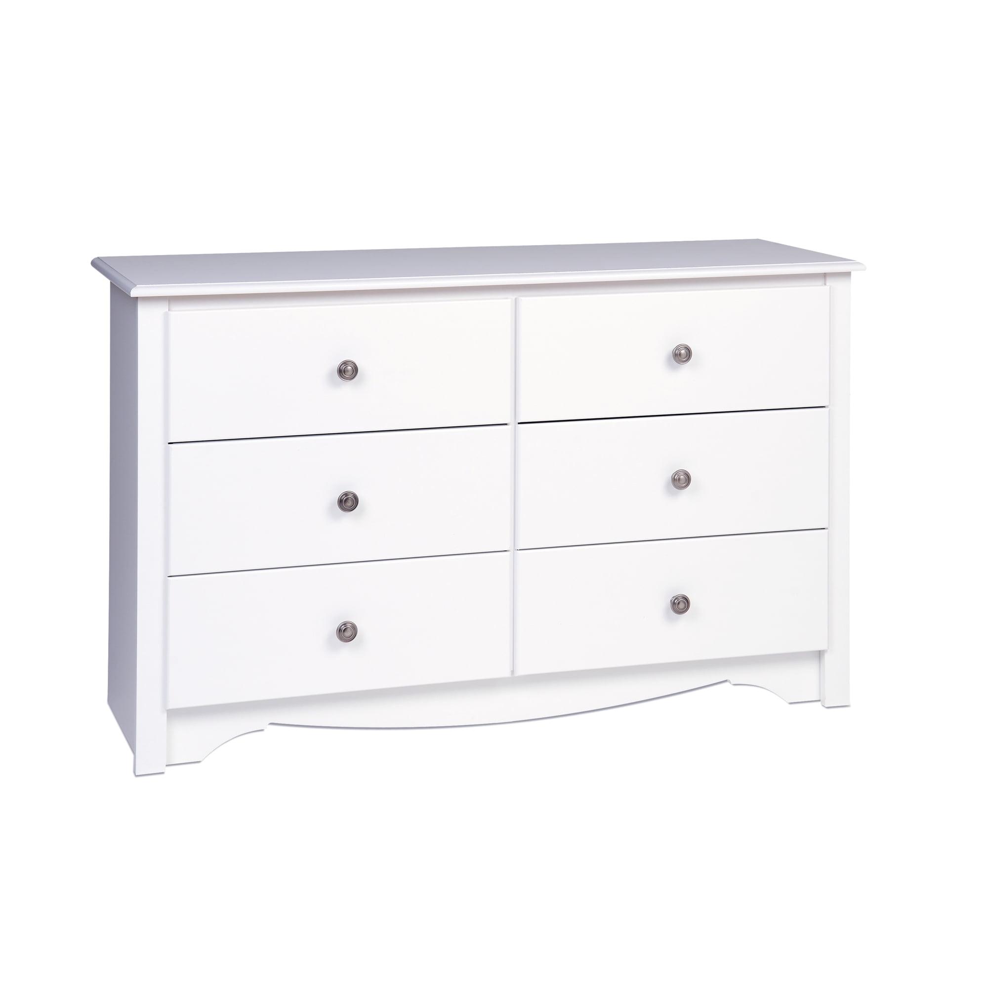 Compact Monterey 6-Drawer Nursery Dresser in White with Deep Storage