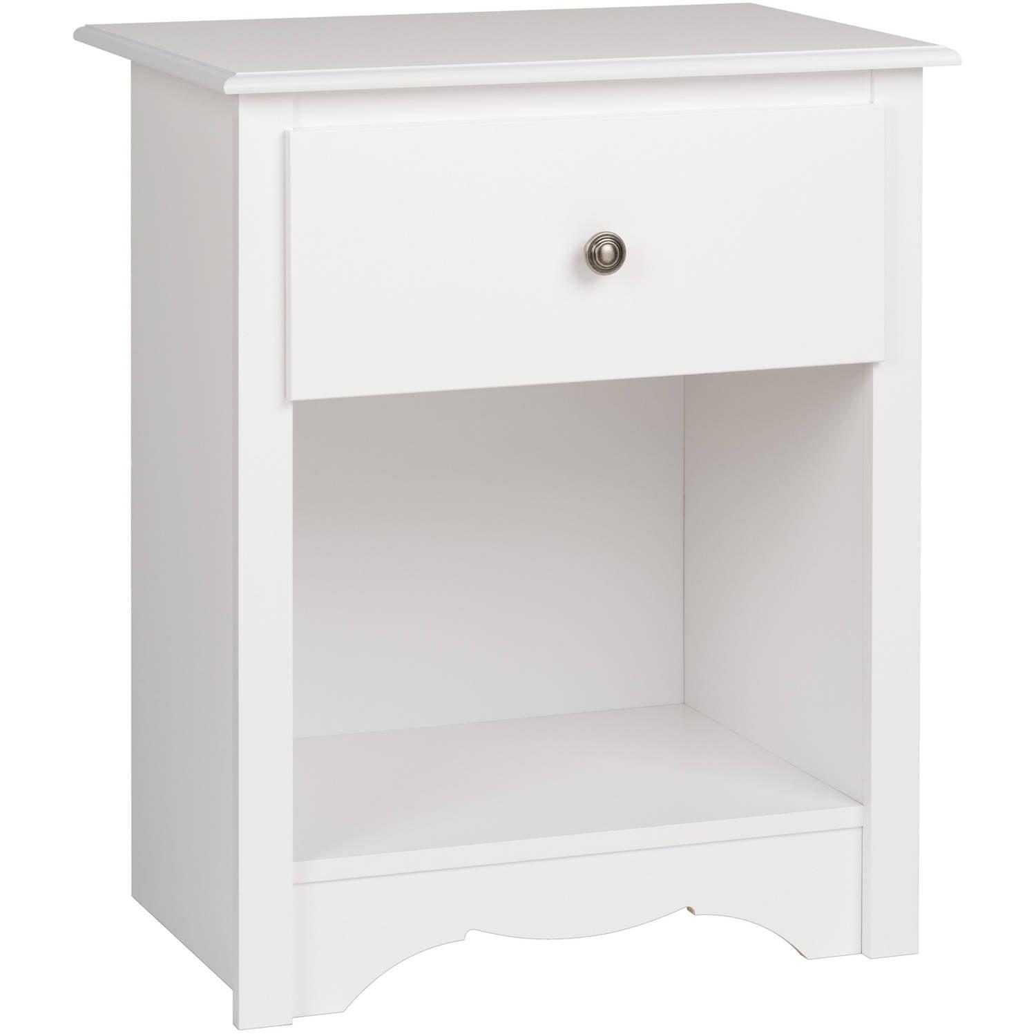 Monterey White 32.5'' Modern Nightstand with Open Shelf and Drawer