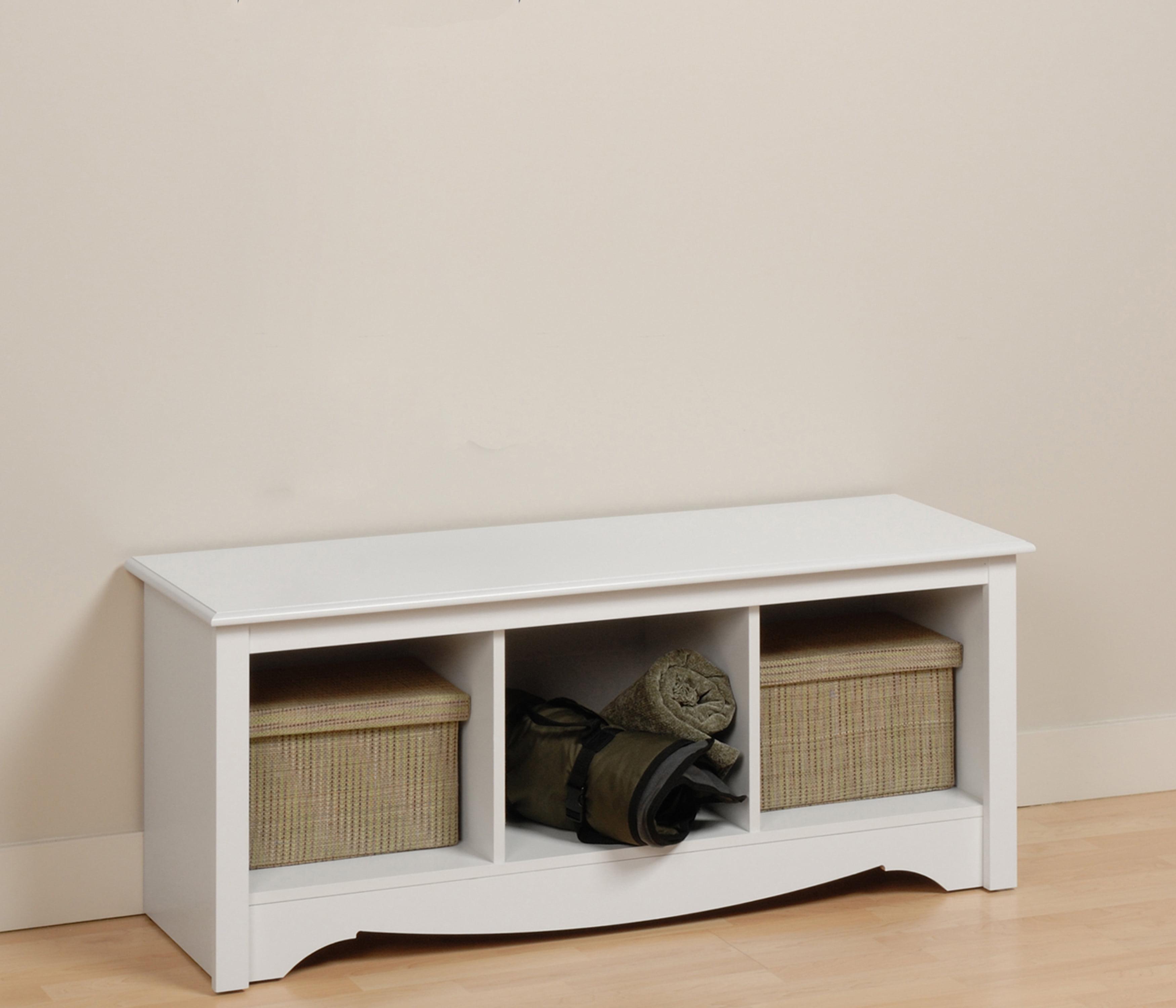 Monterey Chic White Laminated Cubby Storage Bench - 54in