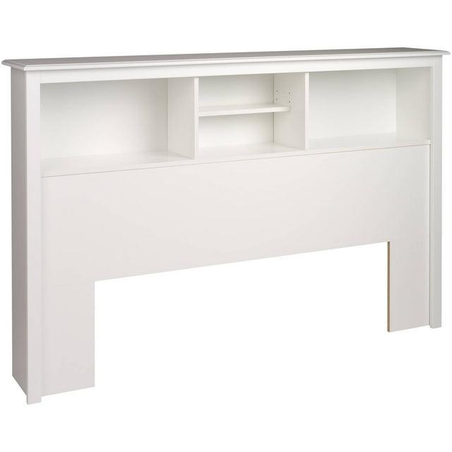 Prepac Monterey Headboard White (Full/Queen): Modern Storage Design, 3 Compartments, Adjustable Shelf