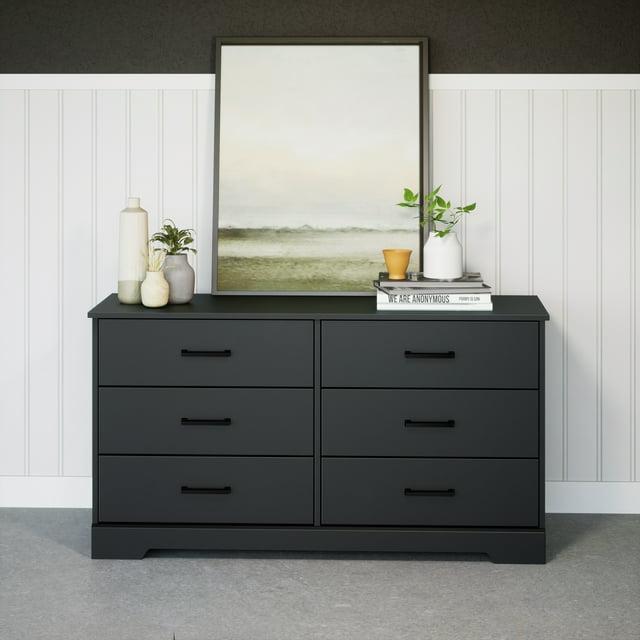 Prepac Rustic Ridge Farmhouse Black 6-Drawer Bedroom Dresser, 18.25" D x 53.25" W x 28.5" H