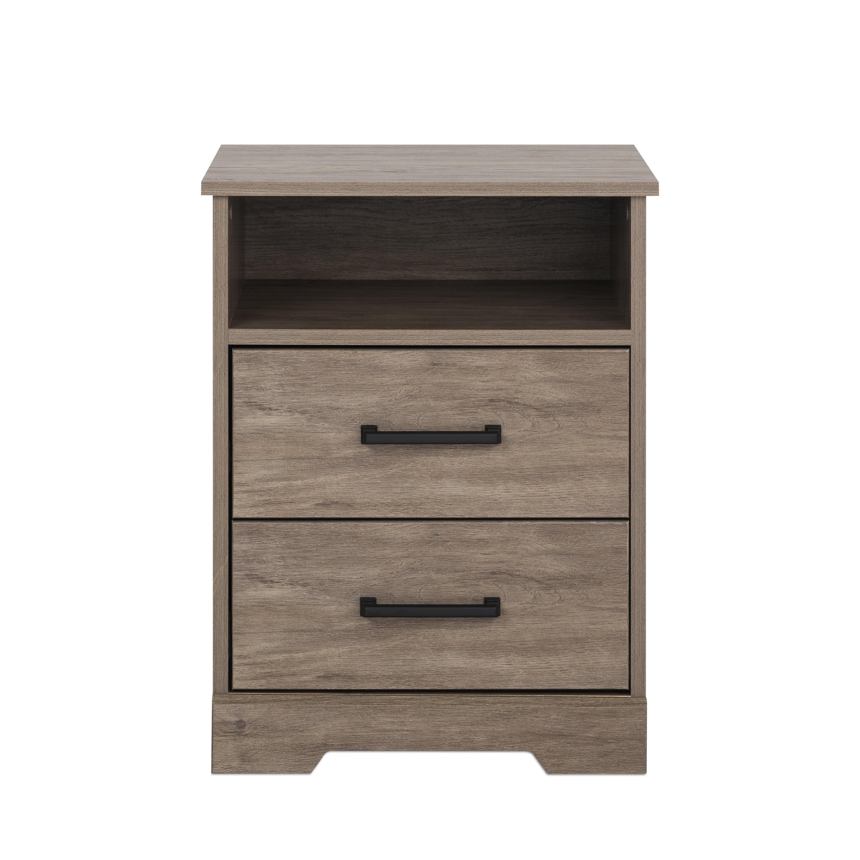 Prepac Rustic Ridge Farmhouse Nightstand Bedside Table, Brown Nightstand for Bedroom, End Table with 2 Drawers and Open Shelf 16.25"D x 18.75"W x 24.5"H