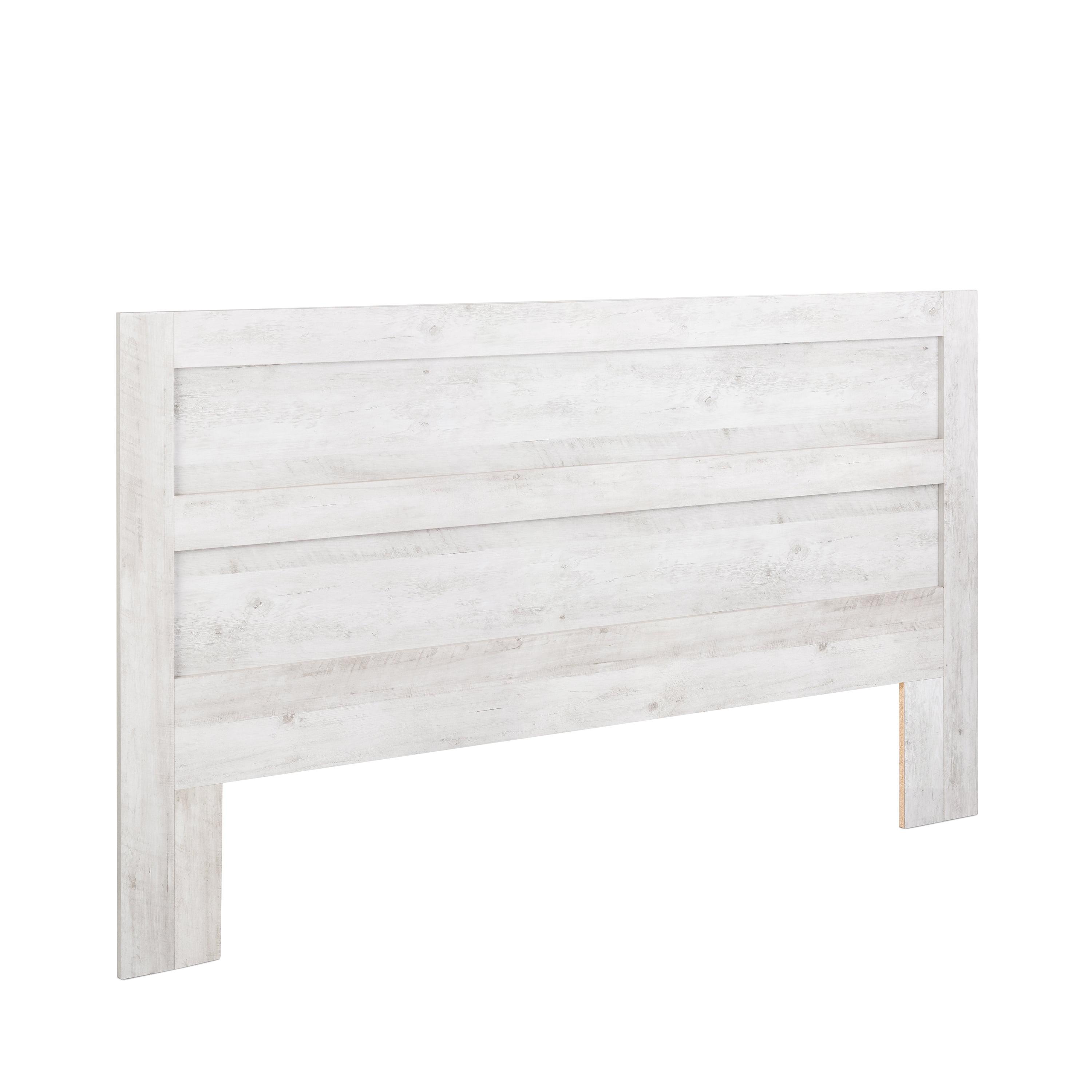 King Whitewash Rustic Wood Panel Headboard