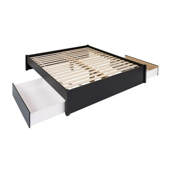 King Select 4-Post Platform Bed with 2 Drawers Black - Prepac: Solid Wood, Storage Functionality