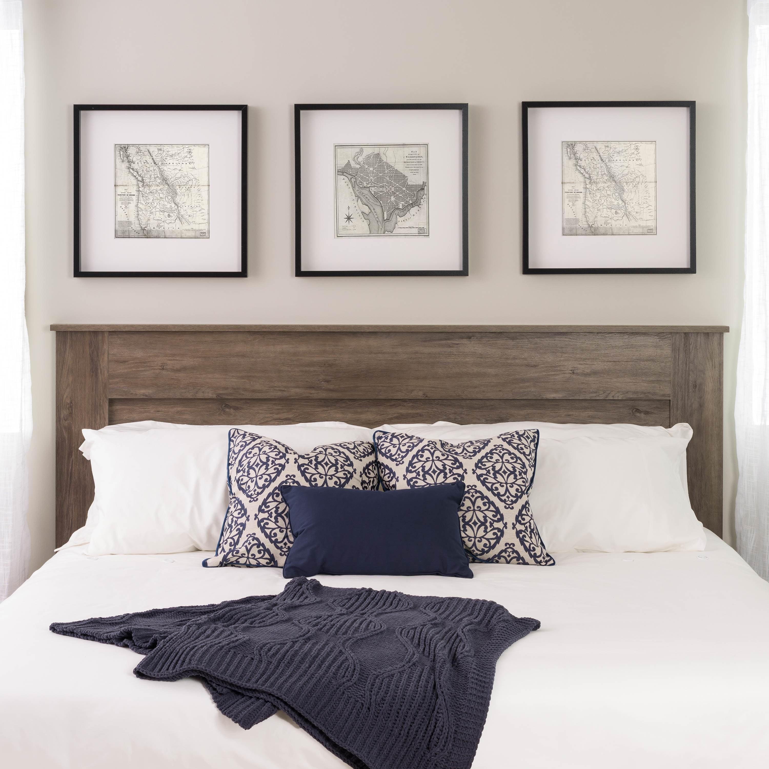 Drifted Gray King-Sized Sleek Wooden Headboard