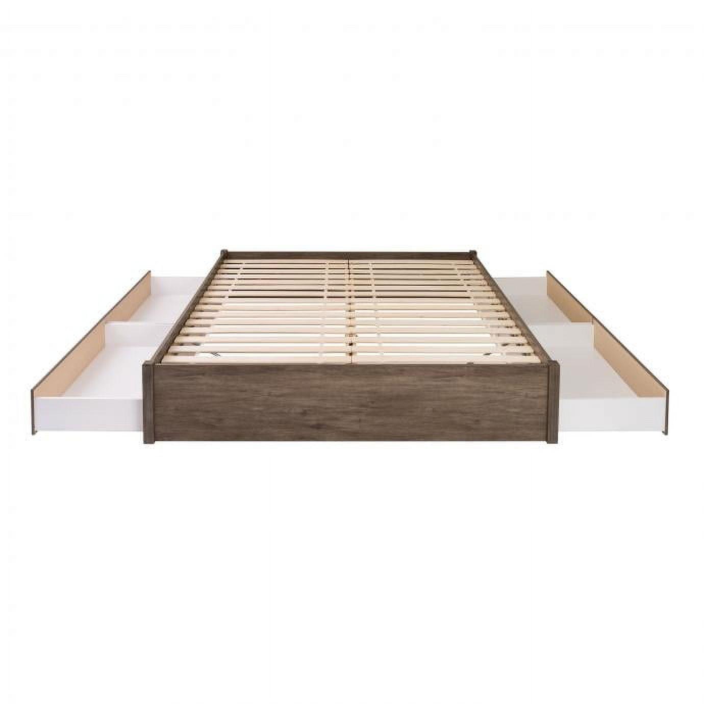 Drifted Gray King Platform Bed with 4 Storage Drawers