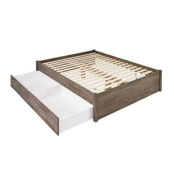 Queen Select 4 - Post Platform Bed with 2 Drawers Drifted Gray - Prepac