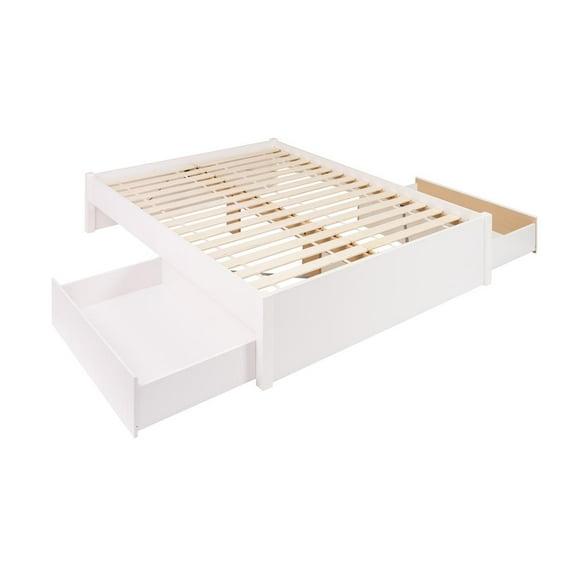 Queen Select 4 - Post Platform Bed with 2 Drawers White - Prepac