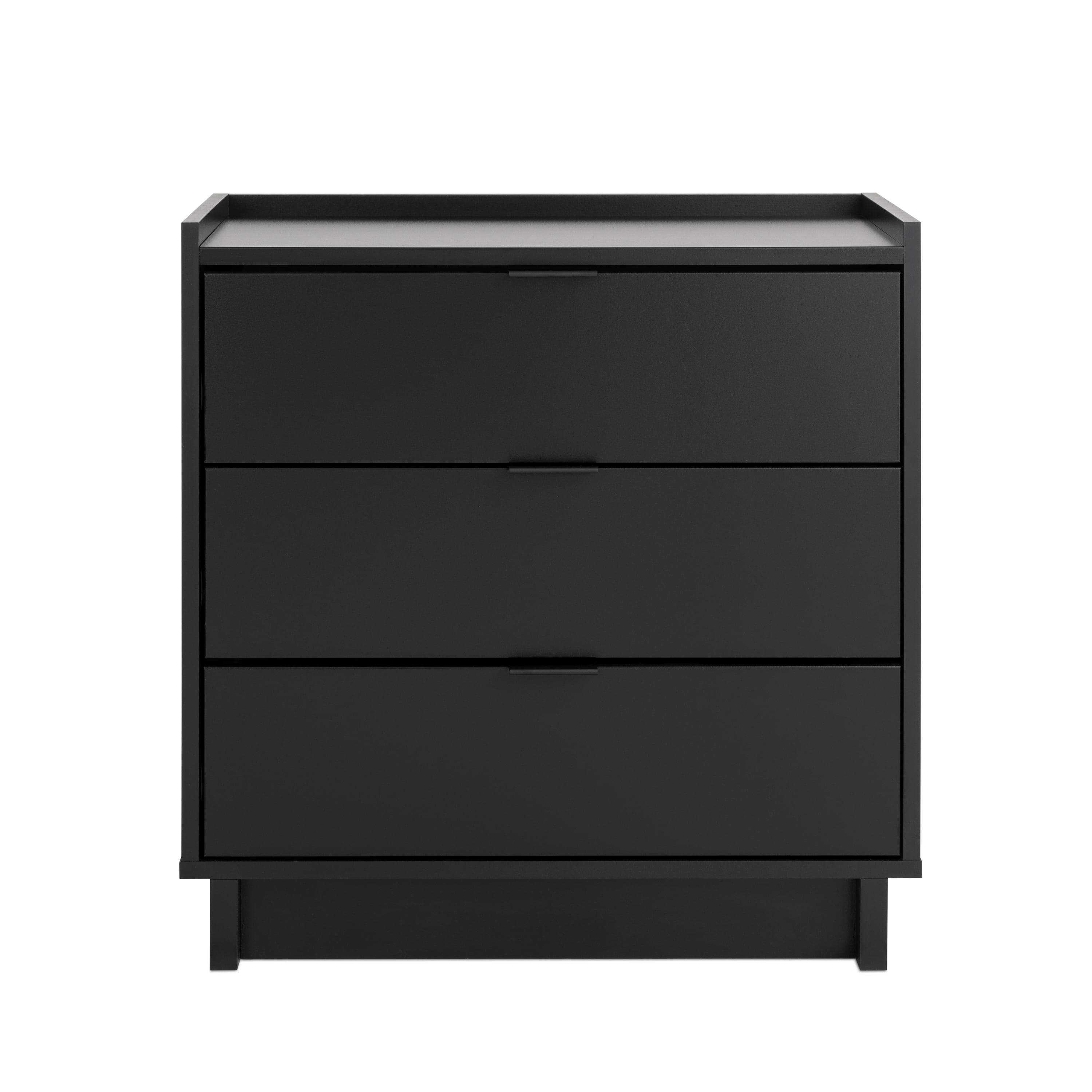 Simple Black 3-Drawer Modern Nightstand