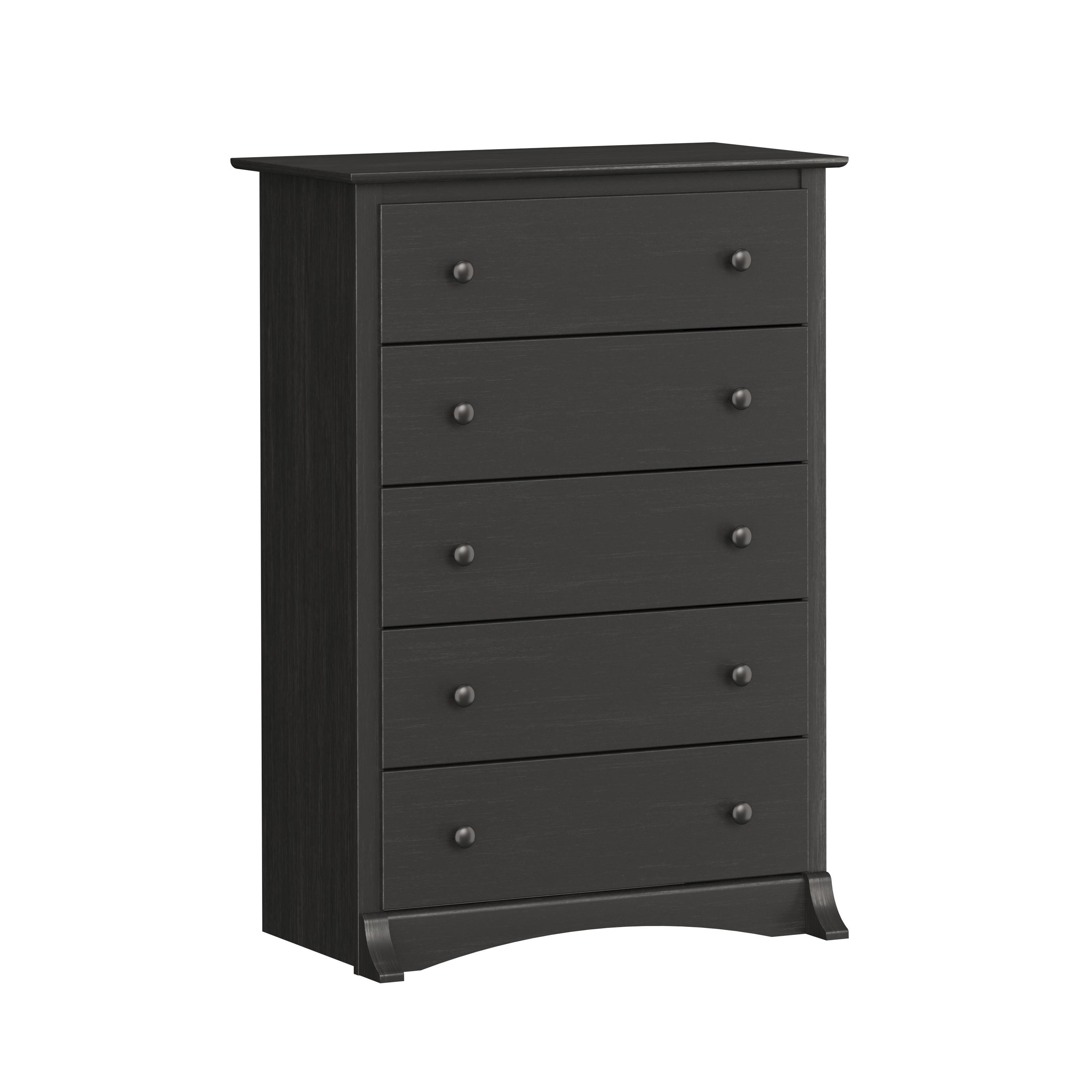 Washed Black 5-Drawer Vertical Chest