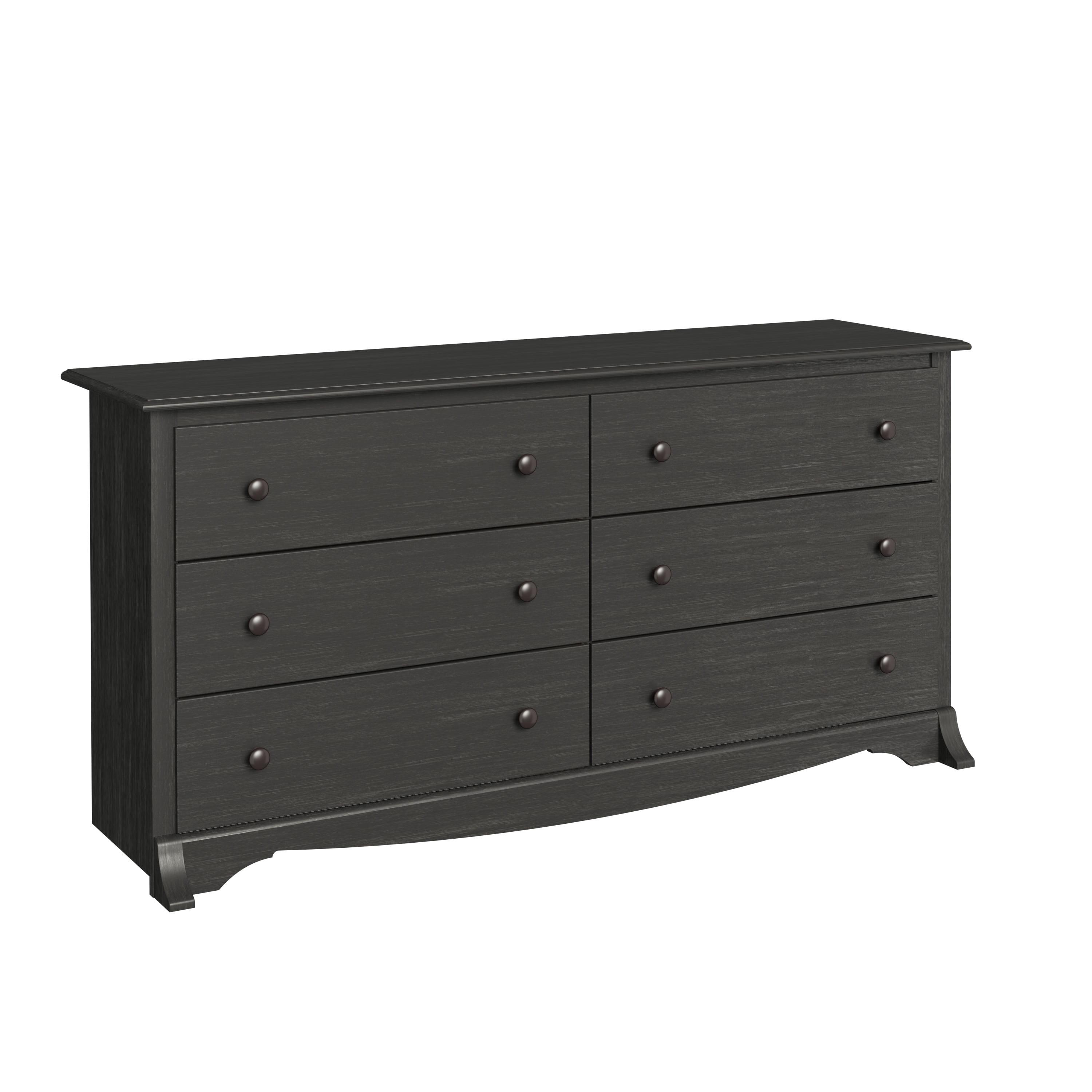 6 Drawers Riverdale Dresser Washed Black - Prepac: Modern Storage Furniture for Home