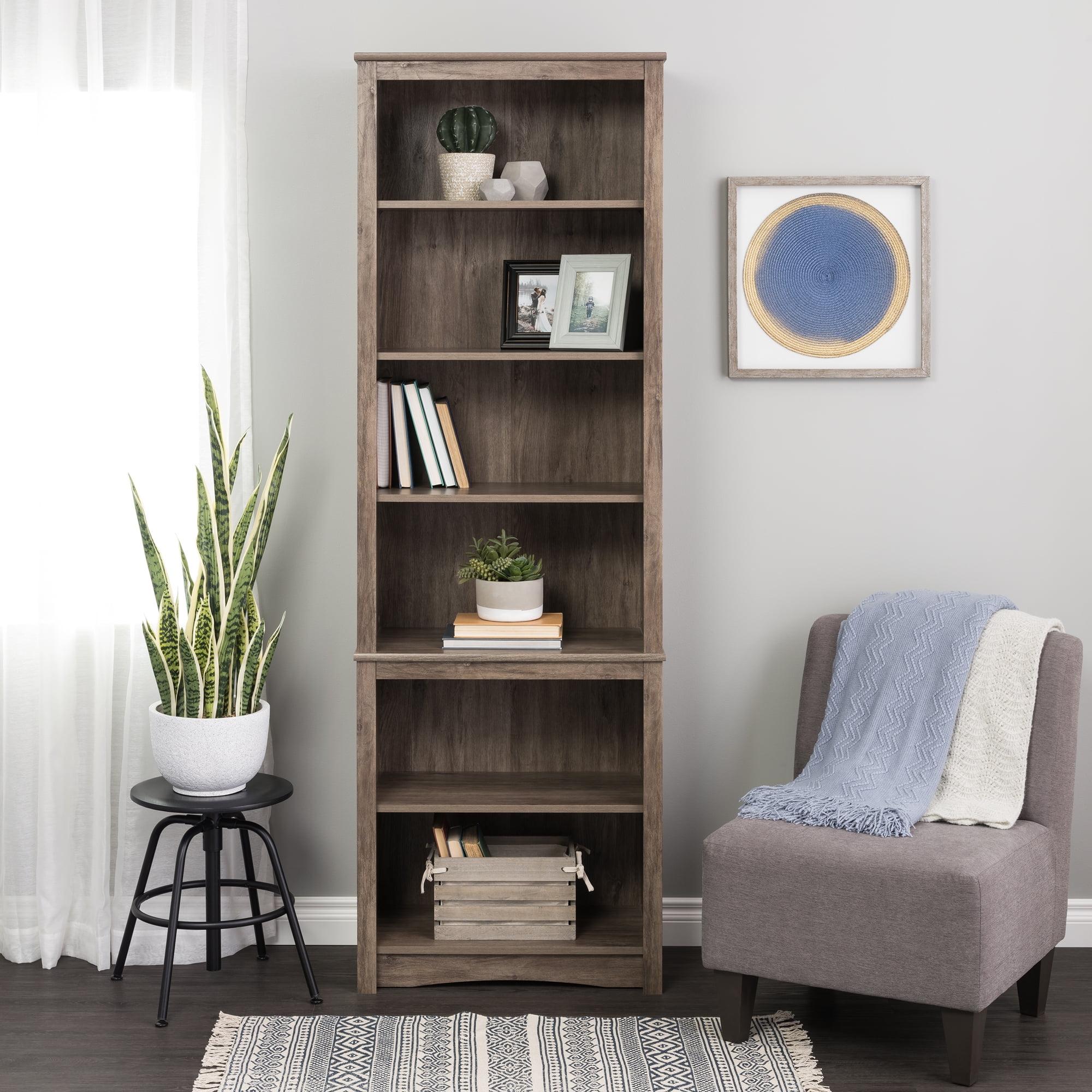 Drifted Gray Composite Transitional Tall 6-Shelf Bookcase