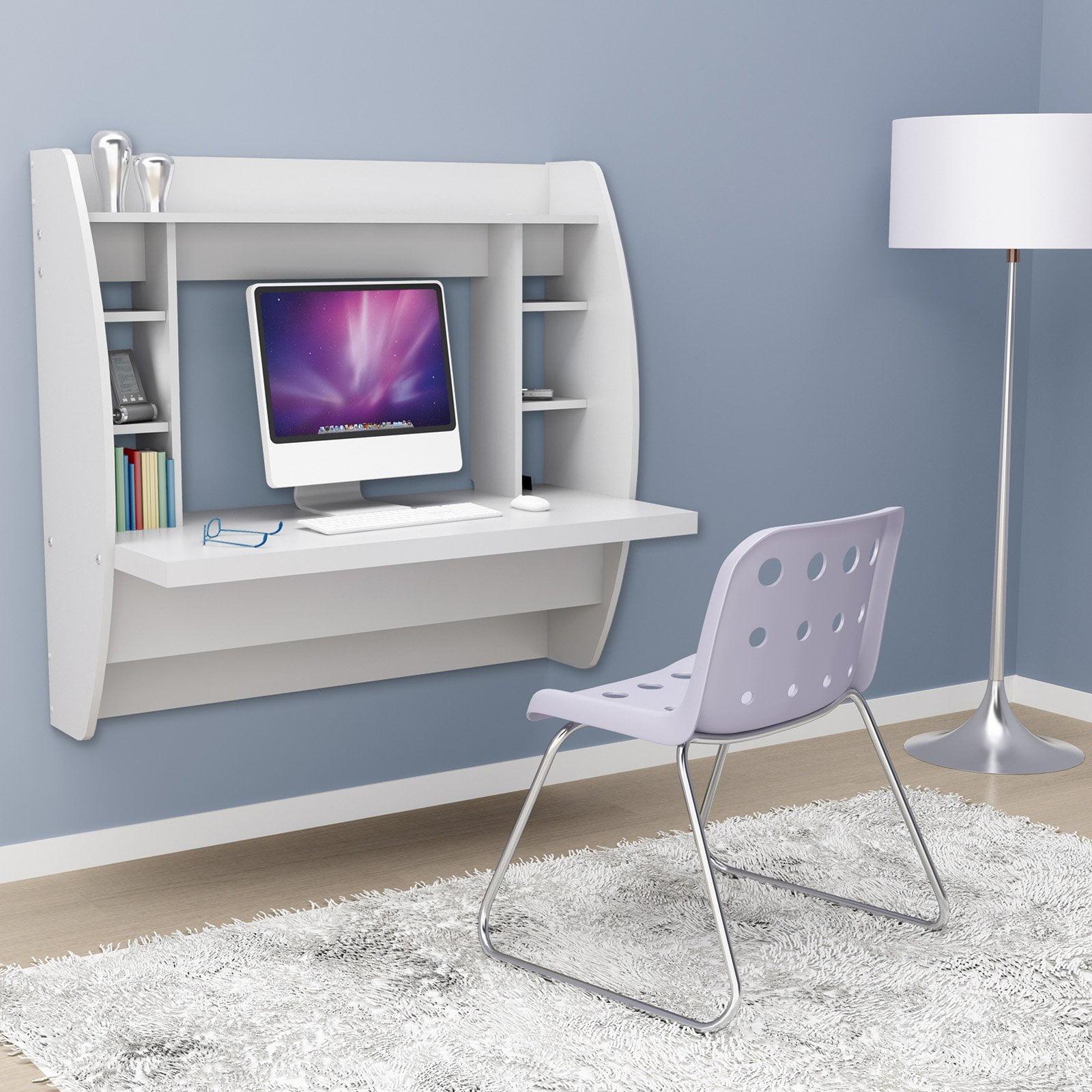 Floating Desk with Storage White - Prepac: Wall-Mounted, Laminated, Space-Saving Design