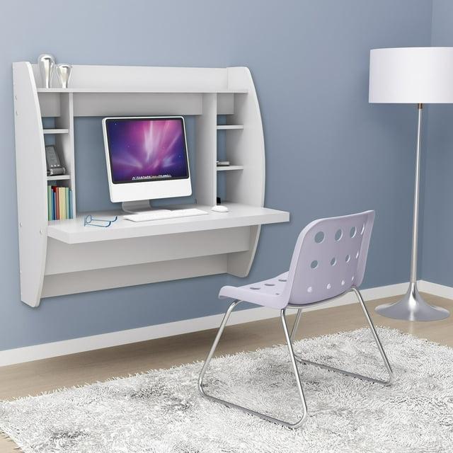 Floating Desk with Storage White - Prepac: Wall-Mounted, Laminated, Space-Saving Design