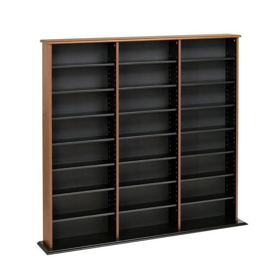 Prepac Triple Width Wall Storage Cherry & Black : Holds 960 CDs, 405 DVDs, Adjustable 24 Shelves