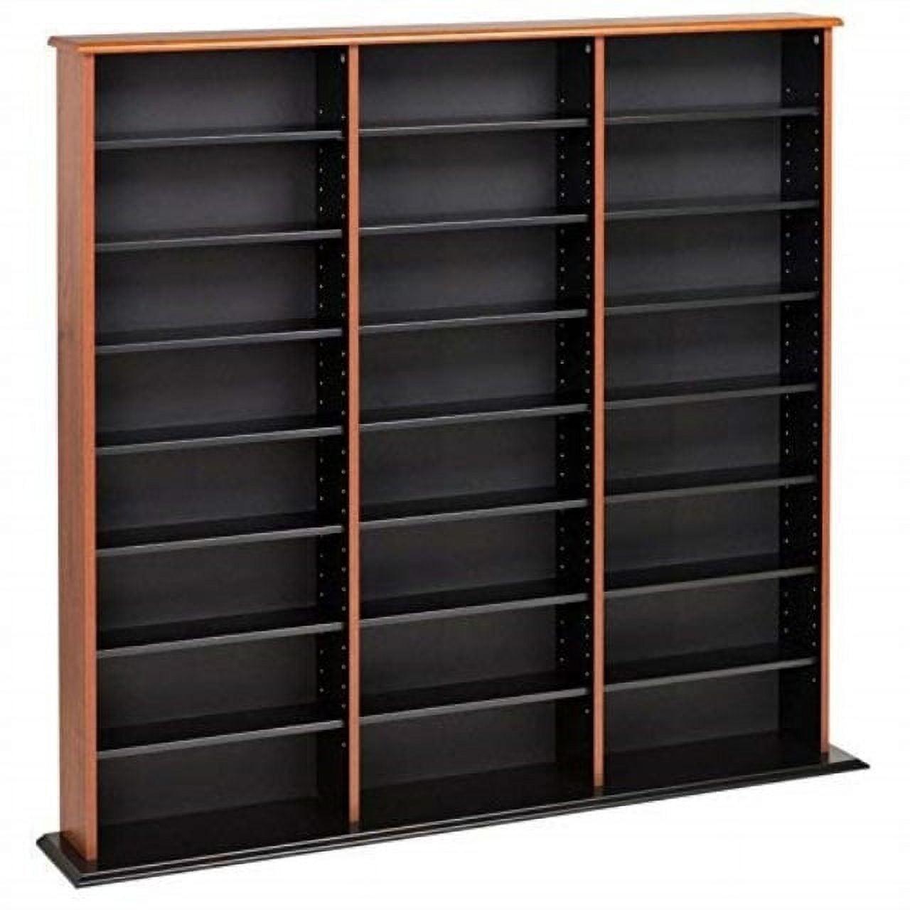 Prepac Triple Width Wall Storage Cherry & Black : Holds 960 CDs, 405 DVDs, Adjustable 24 Shelves