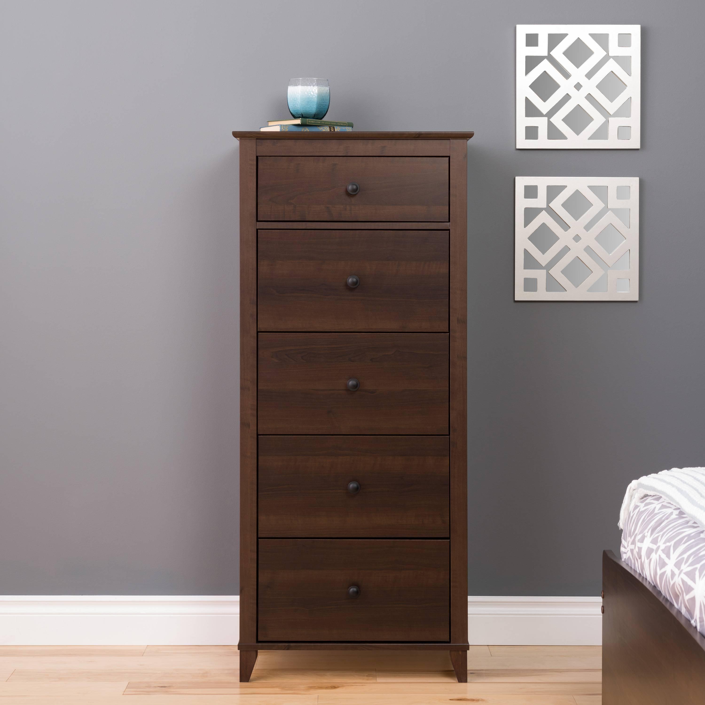 Espresso Vertical 5-Drawer Chest with Tapered Legs