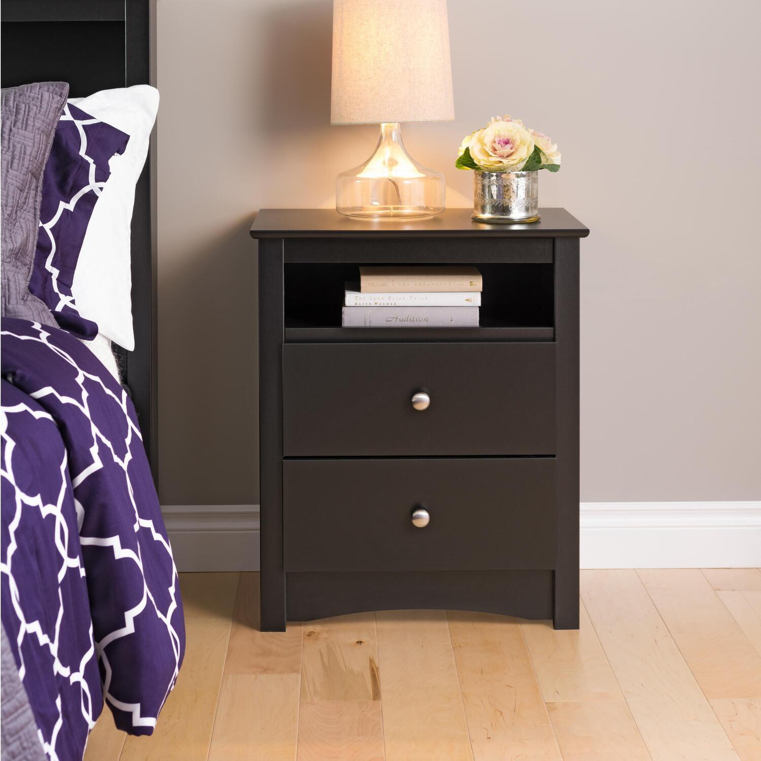 Tall 2 - Drawer Nightstand with Open Shelf - Prepac