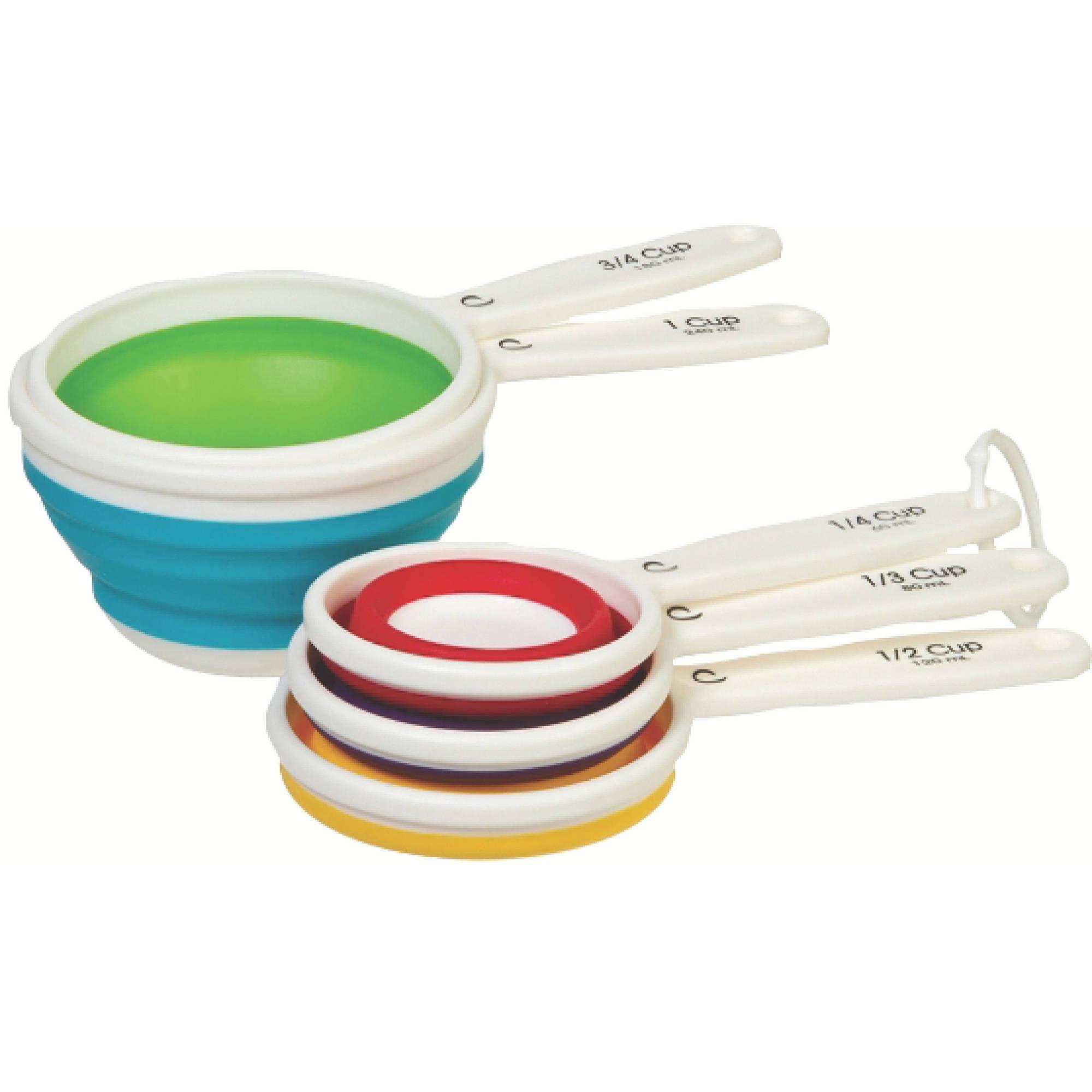 Multicolor Collapsible Plastic Measuring Cups with Storage Ring