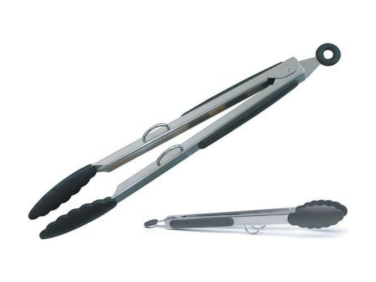 12-Inch Stainless Steel and Black Nylon Drip-Less Tongs