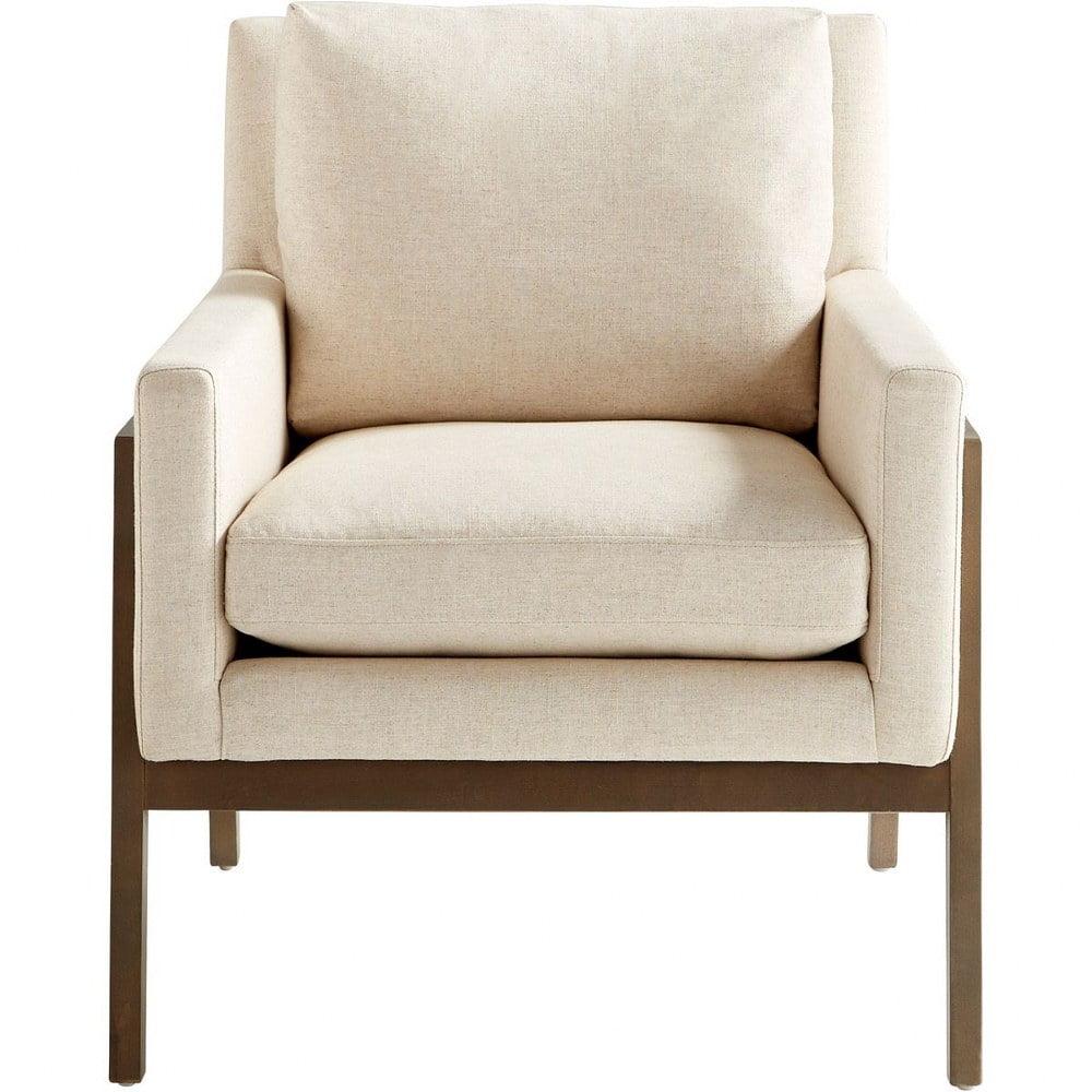 Presidio Cream Upholstered Armchair with Natural Wood Frame