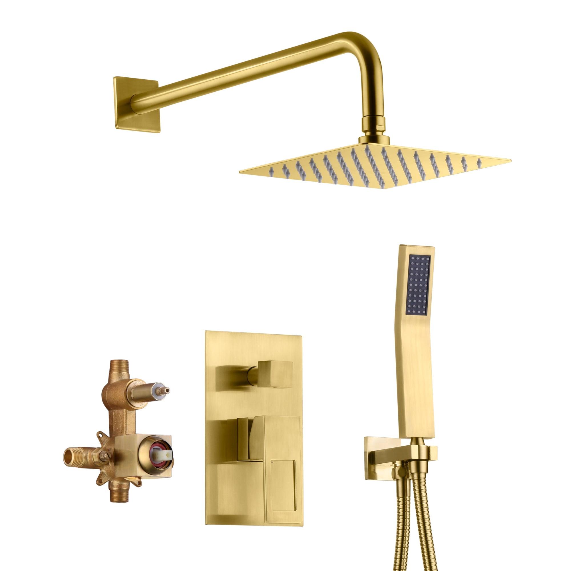 Pressure Balance Shower Faucet System with Valve, Brushed Gold Finish
