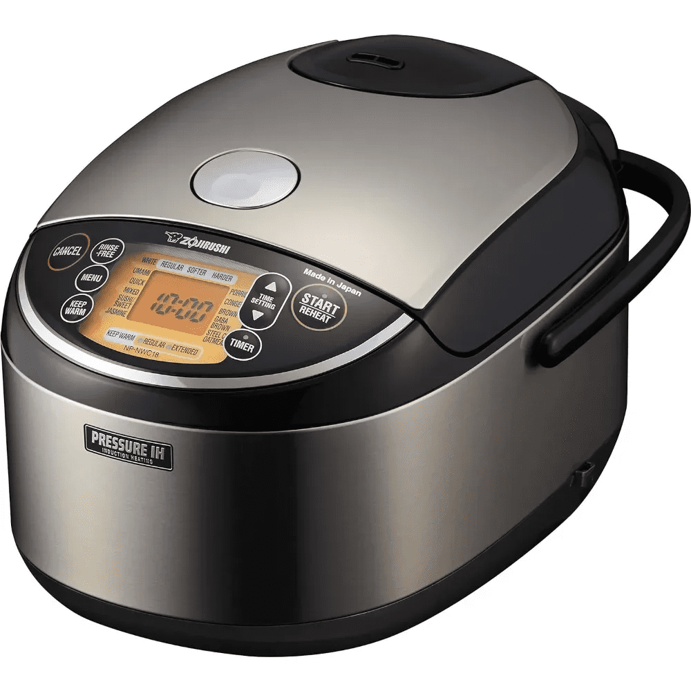 Zojirushi 10 Cup Pressure Induction Heating Rice Cooker & Warmer - NP-NWC18XB: Stainless Steel, 11 Settings, Nonstick