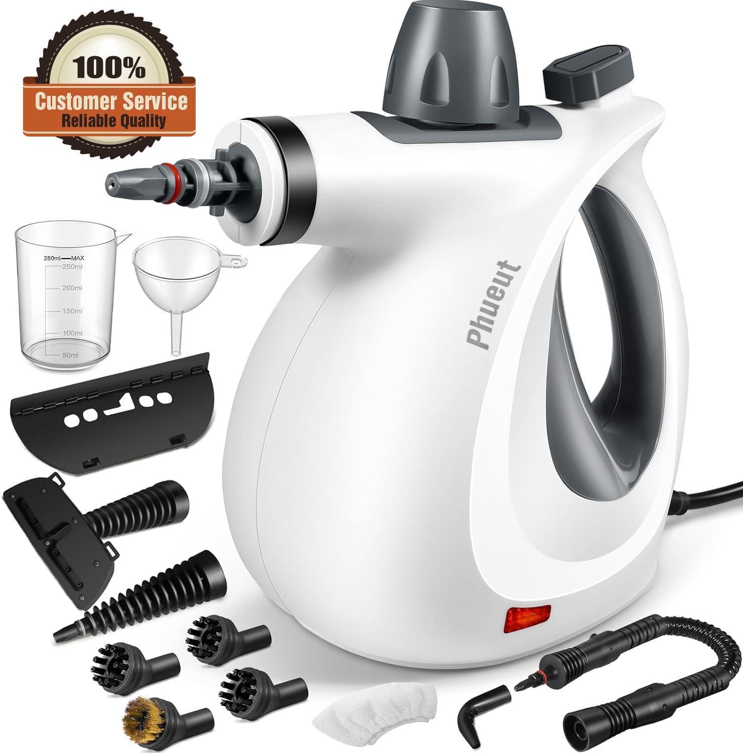 Phueutpros Steam Cleaner (STN-603), 1050W Power, High Temperature and Pressure, 12 Attachments Sets, Steamer for Tiles, Windows, and Sofas