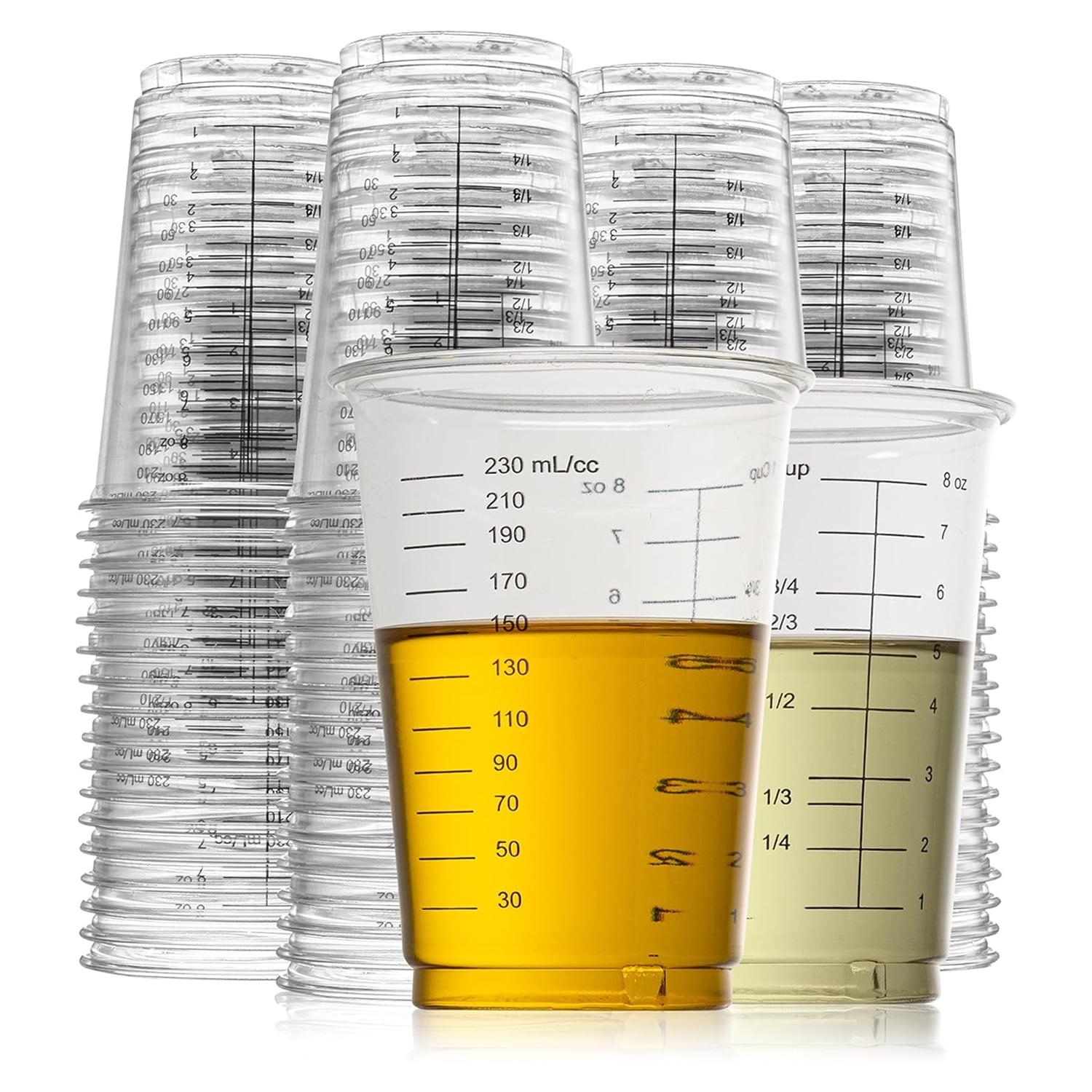Prestee 50 Disposable Measuring Cups - 8 Oz | Resin Mixing Cups For Epoxy Resin | Plastic Measuring Cups | Liquid Measuring Cups Plastic | Dry Measuring Cups | Paint Mixing Cups