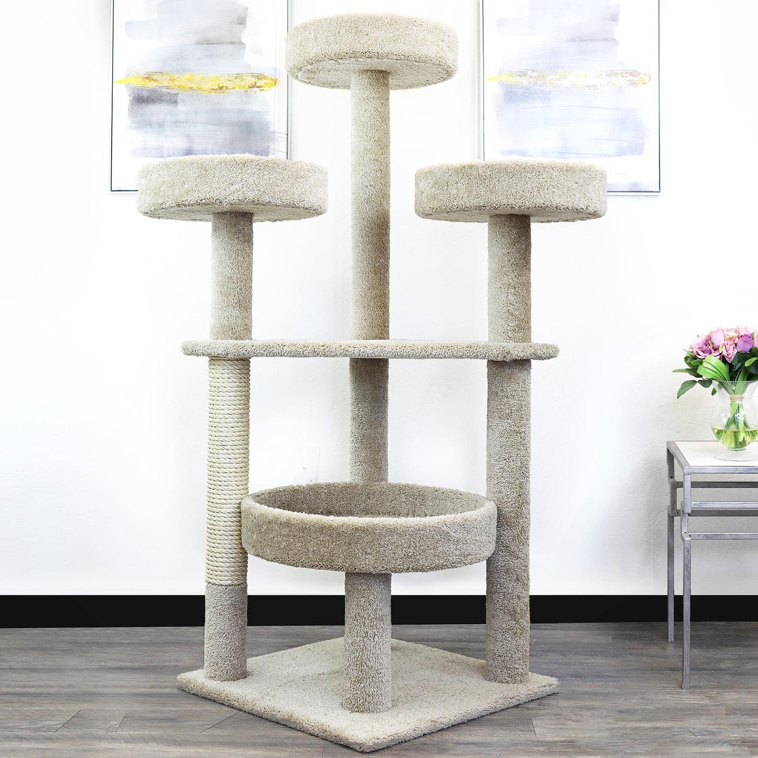 Extra Large Beige Sisal and Carpet Cat Tower