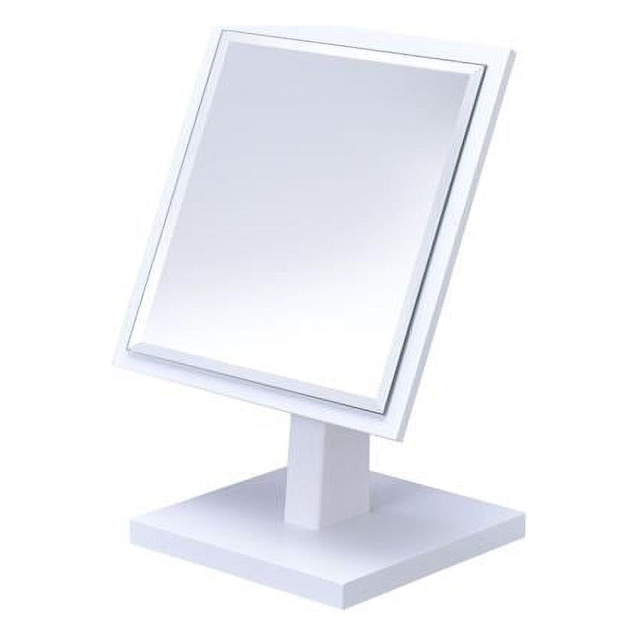 Chic Winter White Square Countertop Vanity Mirror with Wood Frame