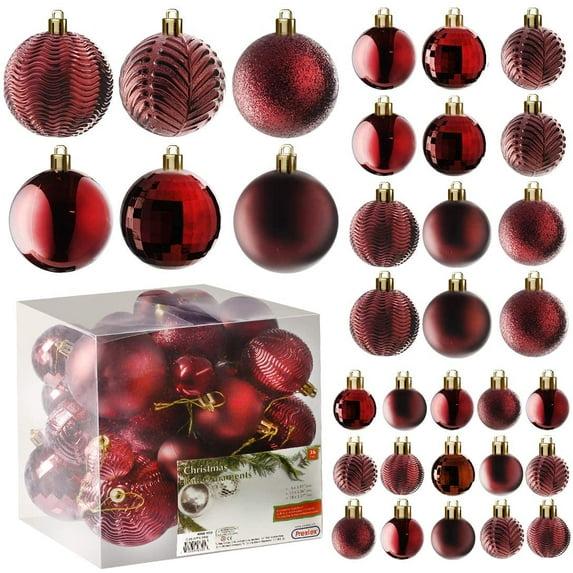 GameXcel Christmas Balls Ornaments for Xmas Tree - Shatterproof Christmas Tree Decorations Small Hanging Ball Wine Red 1.6 Inch x 36 Pack