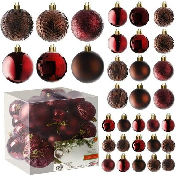 GameXcel Christmas Balls Ornaments for Xmas Tree - Shatterproof Christmas Tree Decorations Small Hanging Ball Wine Red 1.6 Inch x 36 Pack