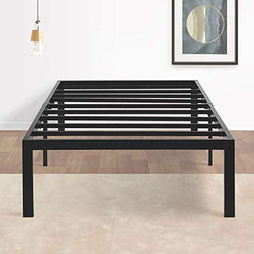 PrimaSleep Platform 14 inch Dura Metal Steel Slate Bed Frame/Noise Free, Twin, Black