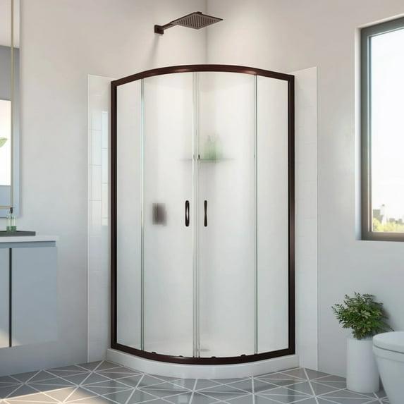 DreamLine Dreamline Prime 33 In. X 33 In. X 78 3/4 In. H Shower Enclosure, Base, And White Wall Kit In Chrome And Frosted Glass E2703333XFQ0006