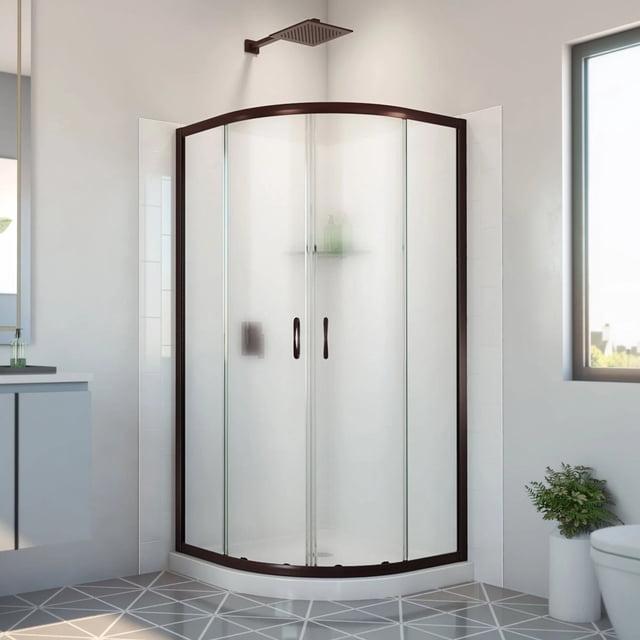 DreamLine Dreamline Prime 33 In. X 33 In. X 78 3/4 In. H Shower Enclosure, Base, And White Wall Kit In Chrome And Frosted Glass E2703333XFQ0006