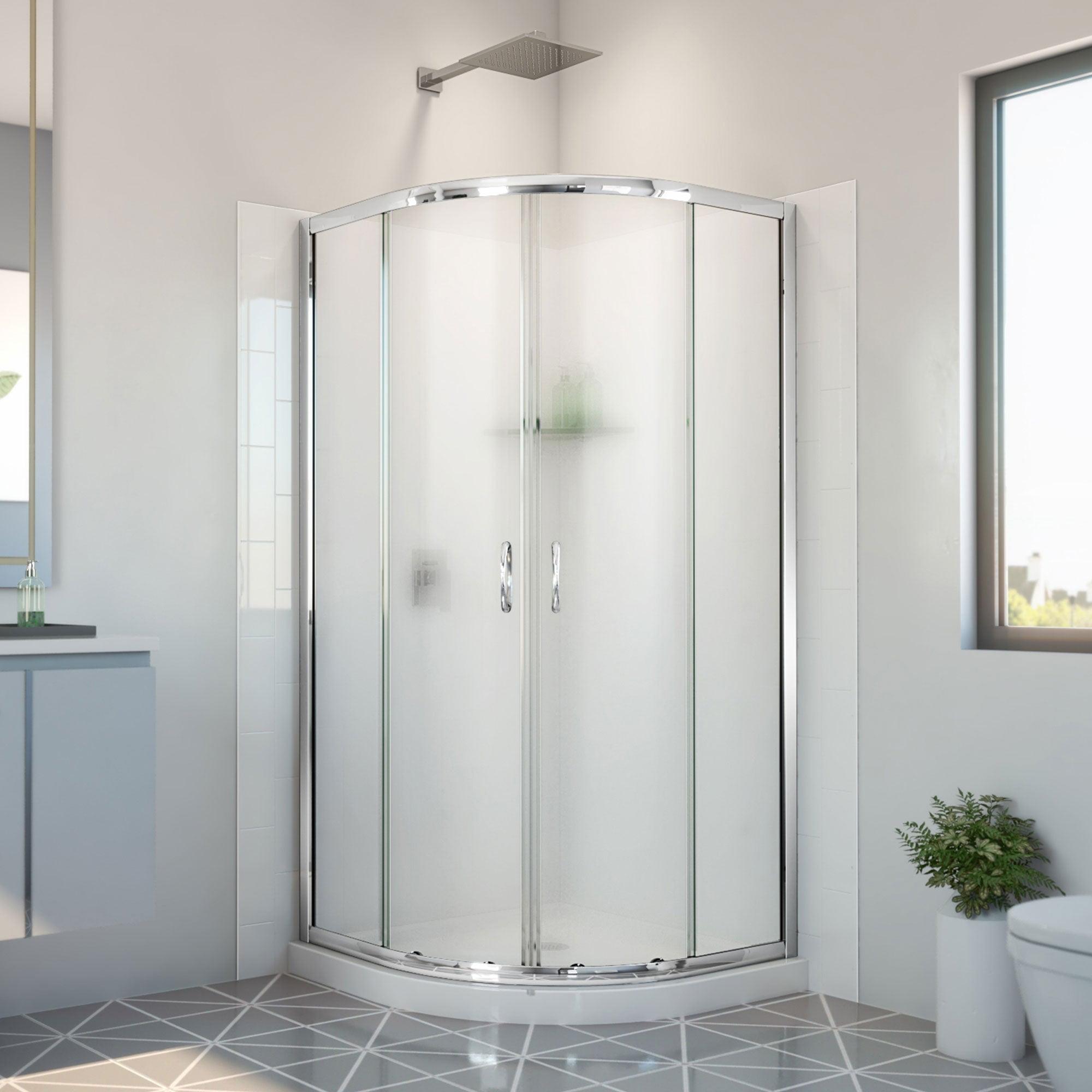 38'' W x 38'' D x 78'' H Semi-Frameless Round Shower Enclosure
