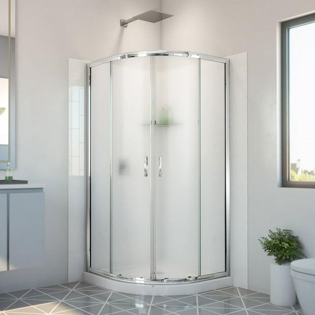 38'' W x 38'' D x 78'' H Semi-Frameless Round Shower Enclosure
