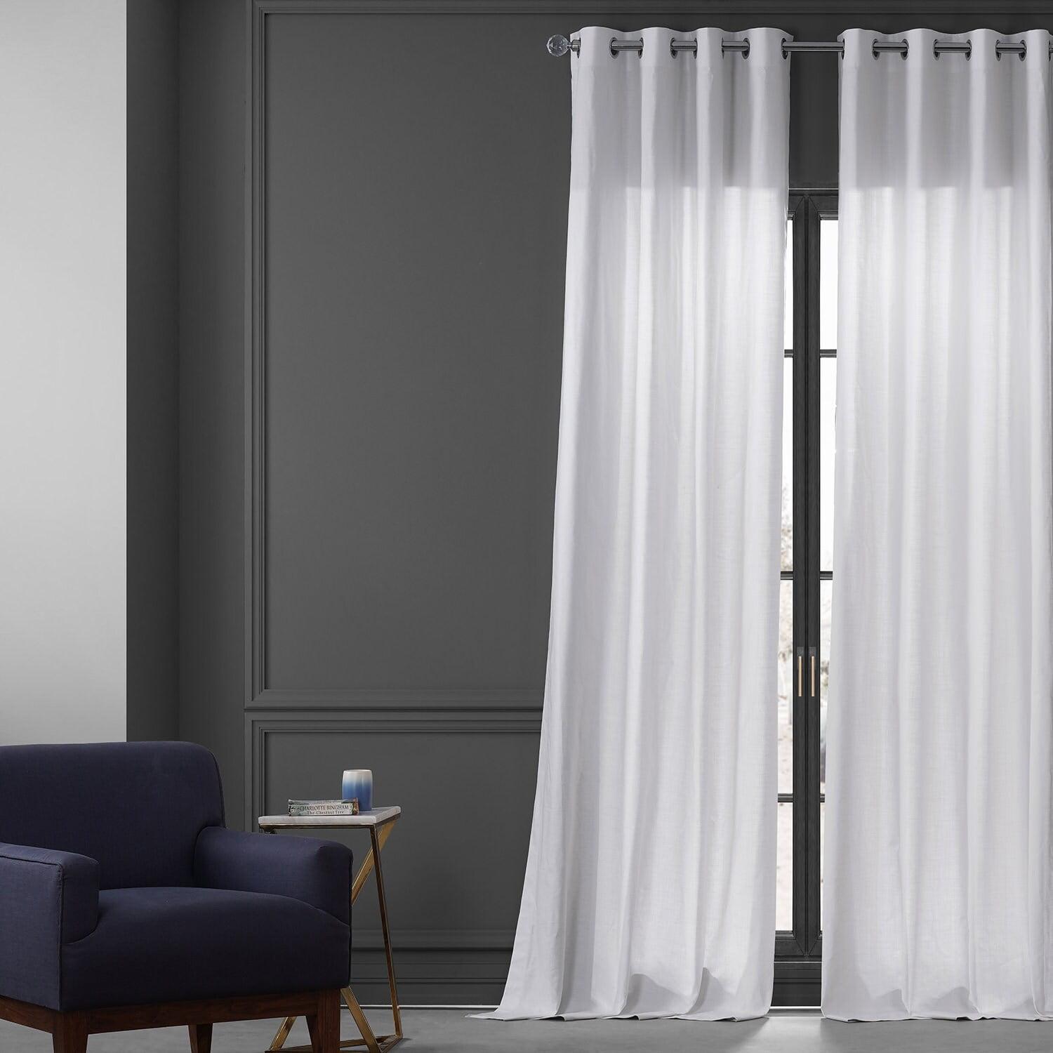 Prime White Cotton Grommet Light-Filtering Curtain Pair, 50W x 96L