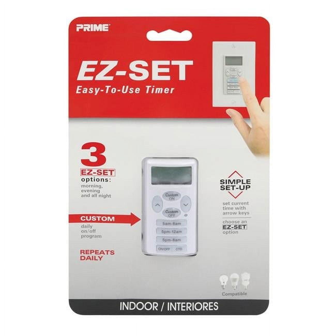Prime Wire & Cable 3001322 EZ-Set Indoor Digital in Wall Timer, White