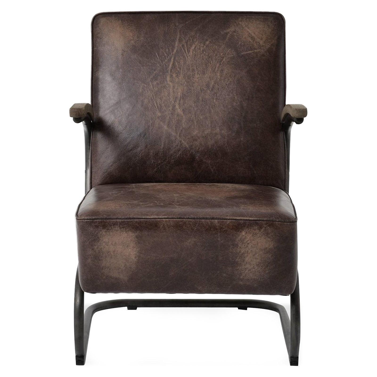 Sleek Chocolate Brown Microfiber and Metal Accent Chair