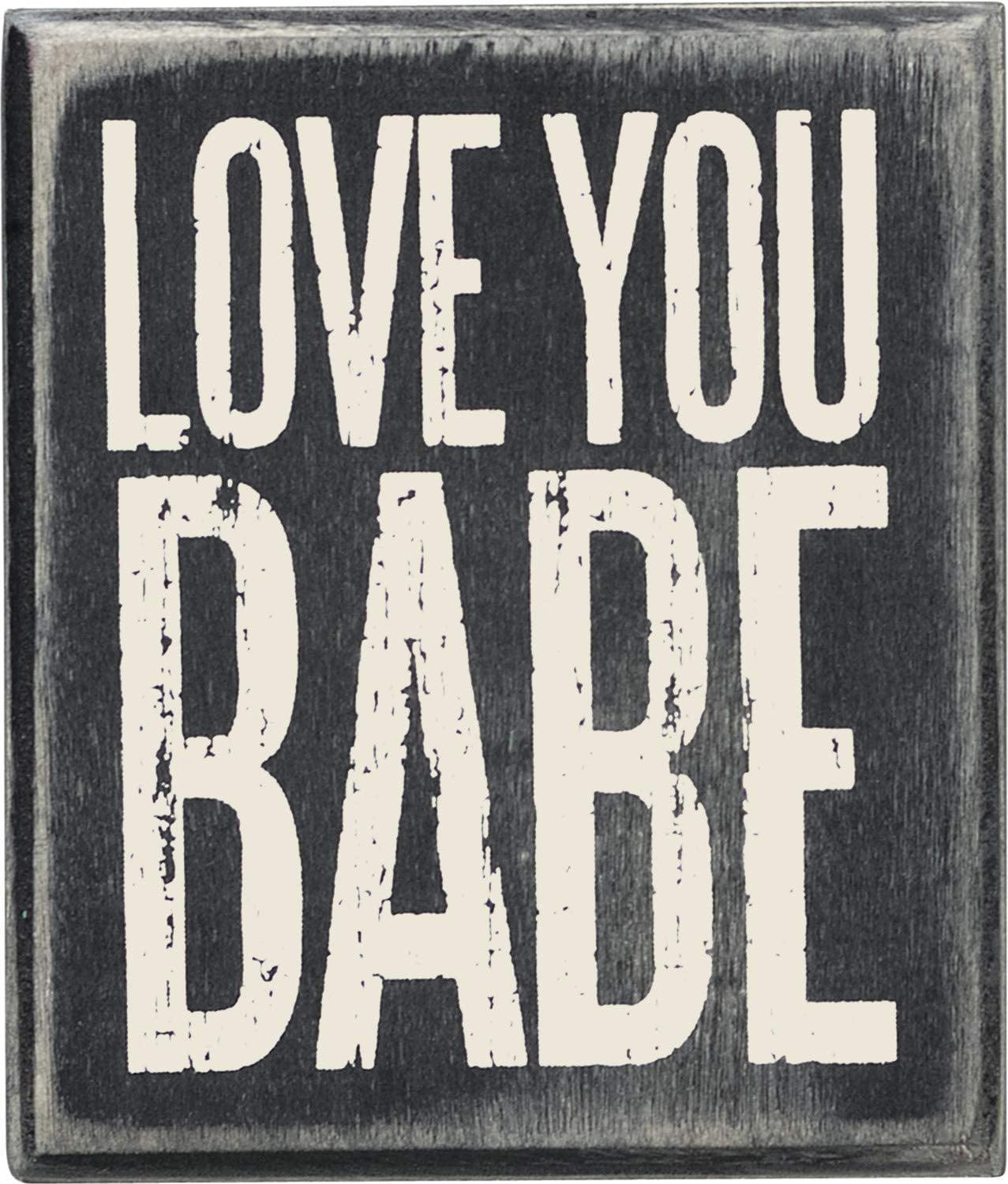 Primitives by Kathy Box Sign, 3 by 3.5-Inch, Love You Babe