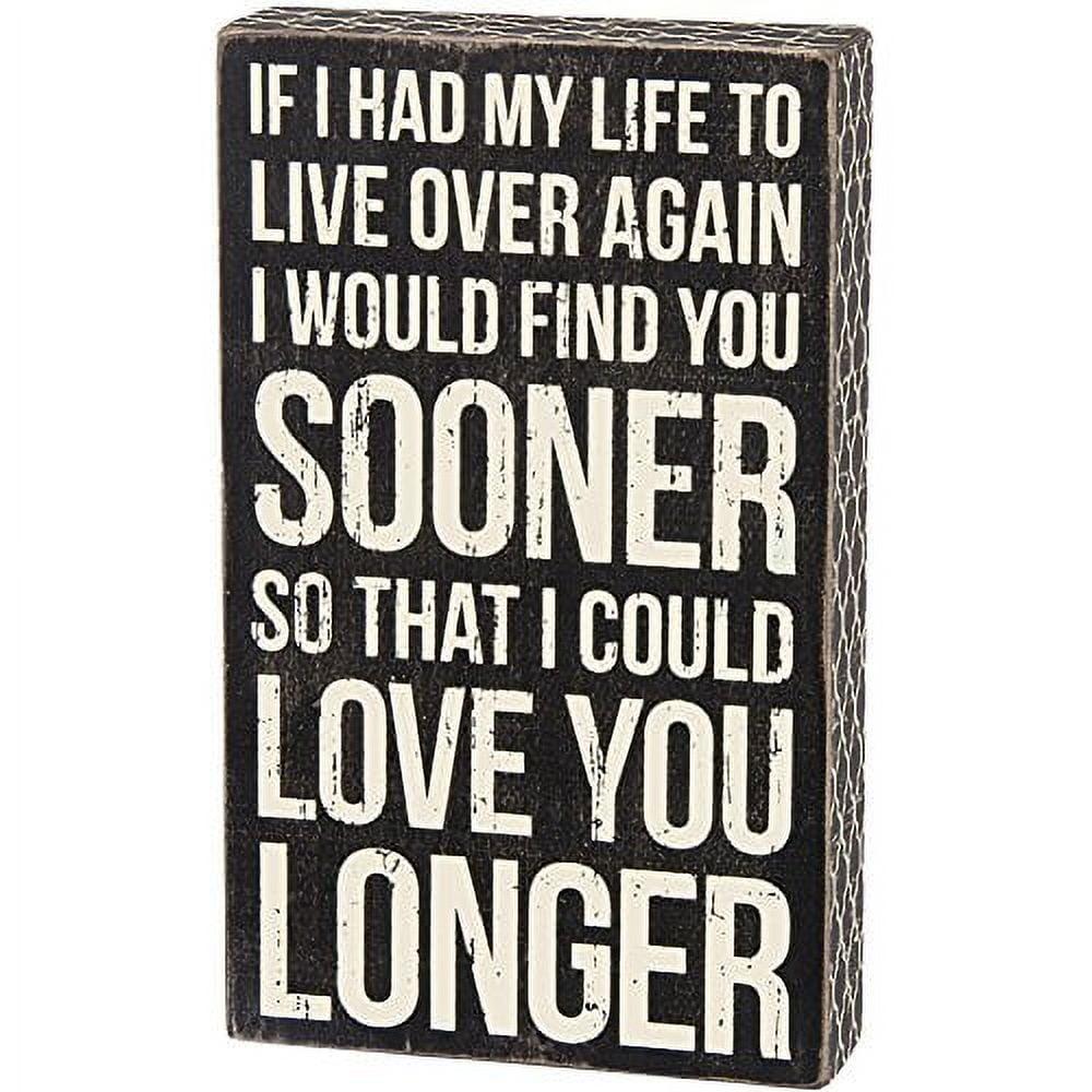 Black and White Wooden Love Quote Box Sign