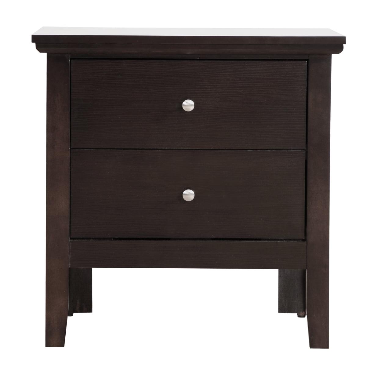 Passion Furniture Primo 2-Drawer Espresso Nightstand (24 in. H x 19 in. W x 15.5 in. D)