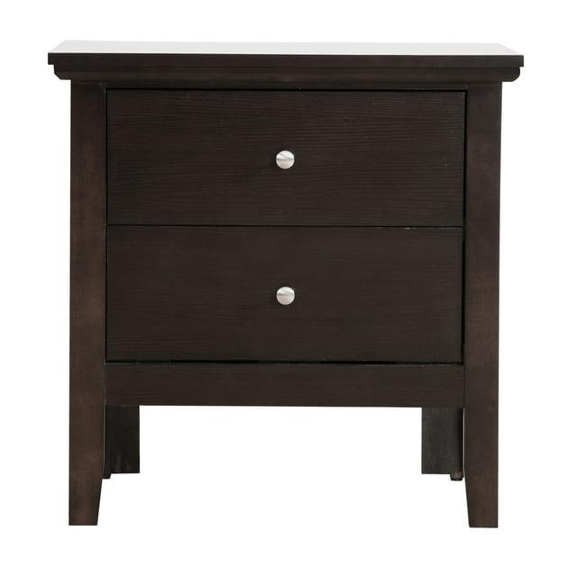 Passion Furniture Primo 2-Drawer Espresso Nightstand (24 in. H x 19 in. W x 15.5 in. D)