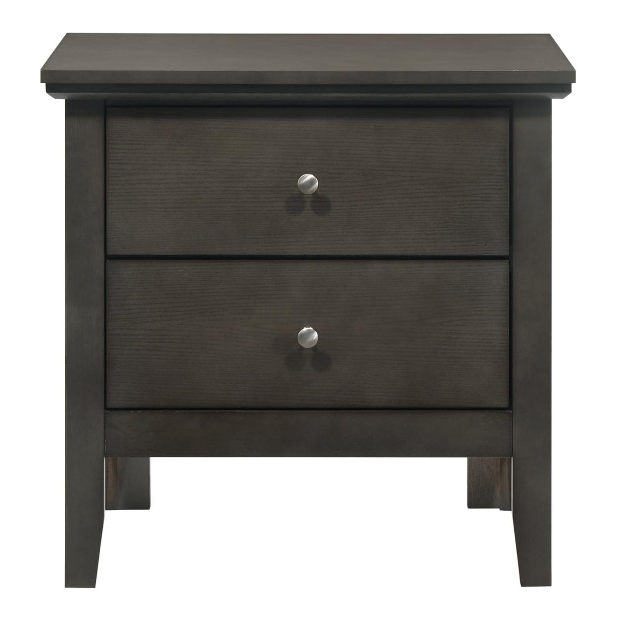 Primo Classic Gray 2-Drawer Nightstand with Nickel Handles