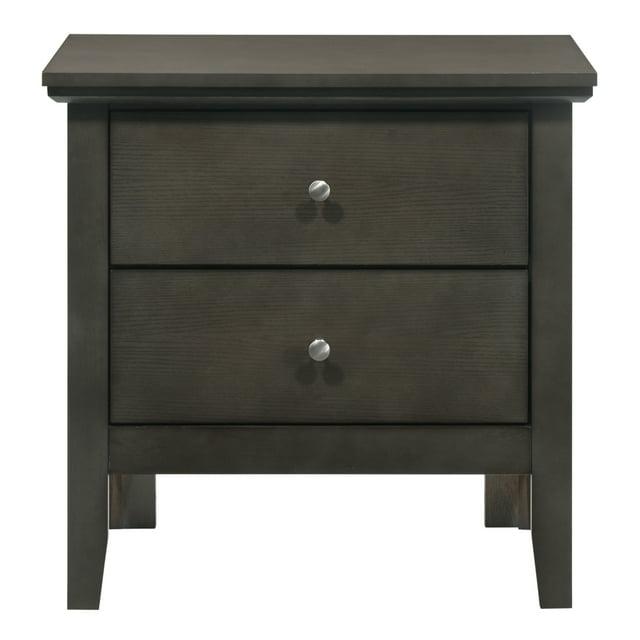 Passion Furniture Primo 2-Drawer Gray Nightstand (24 in. H x 19 in. W x 15.5 in. D)
