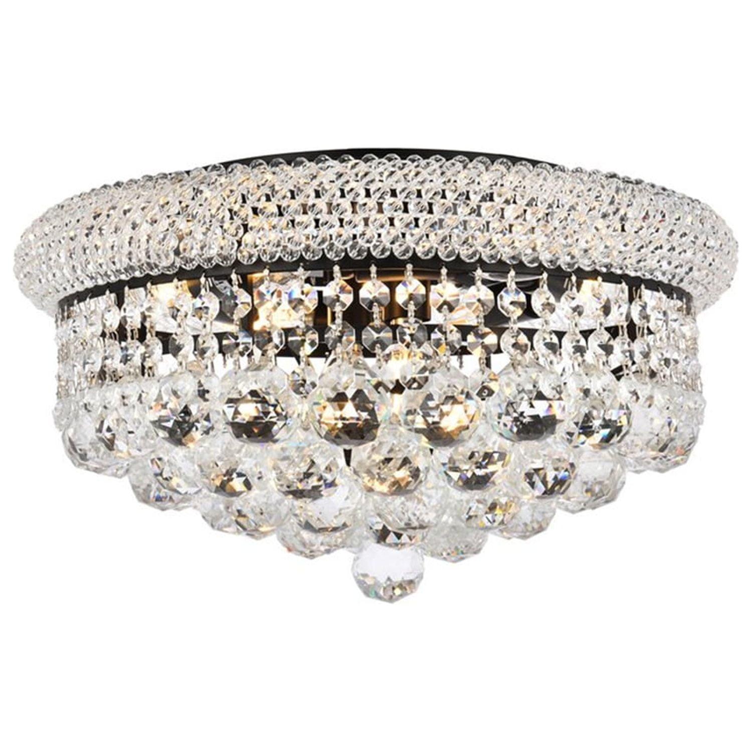 Primo 16-Inch Black and Crystal Flush Mount LED Light