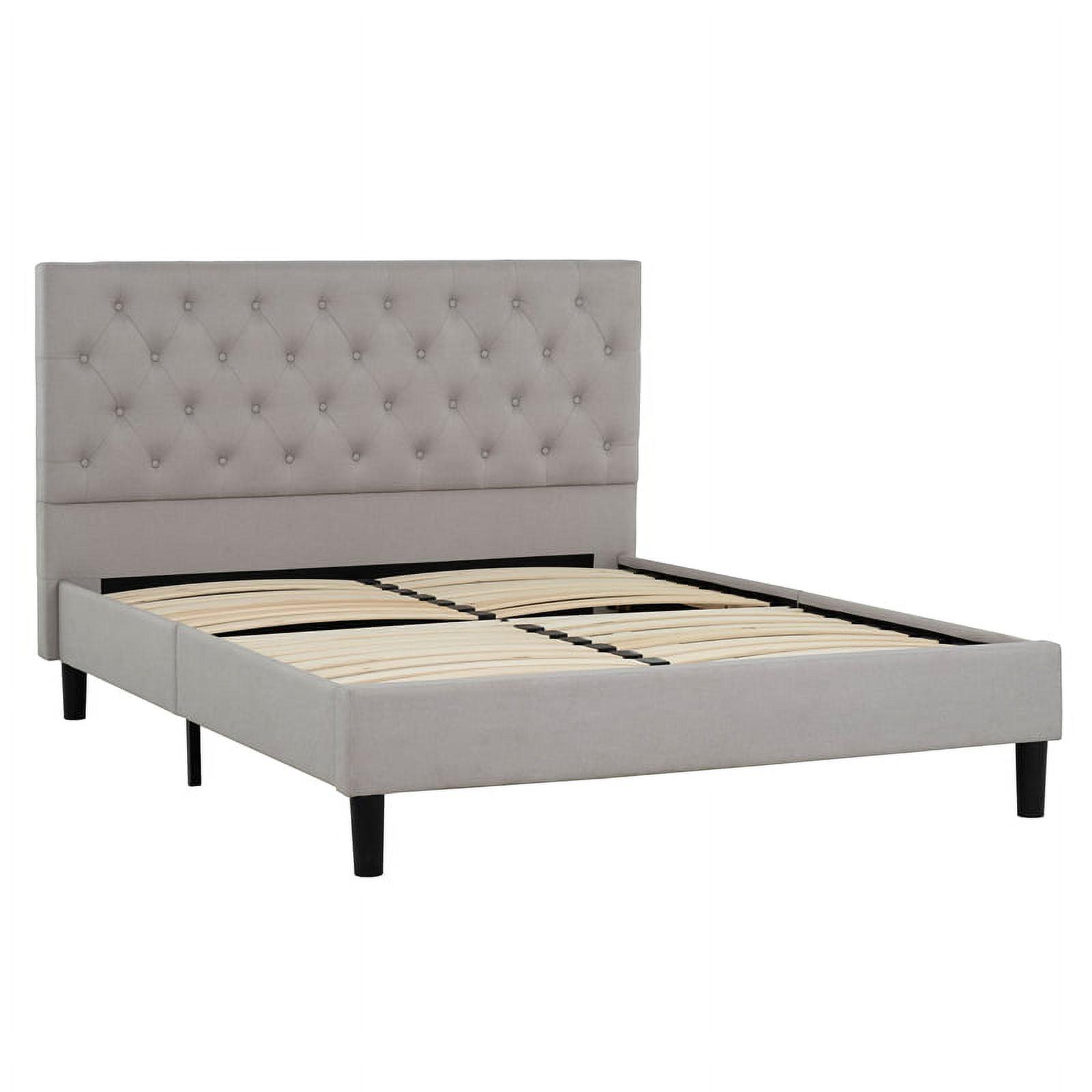 Ellie Queen-Size Gray Linen Tufted Upholstered Bed Frame