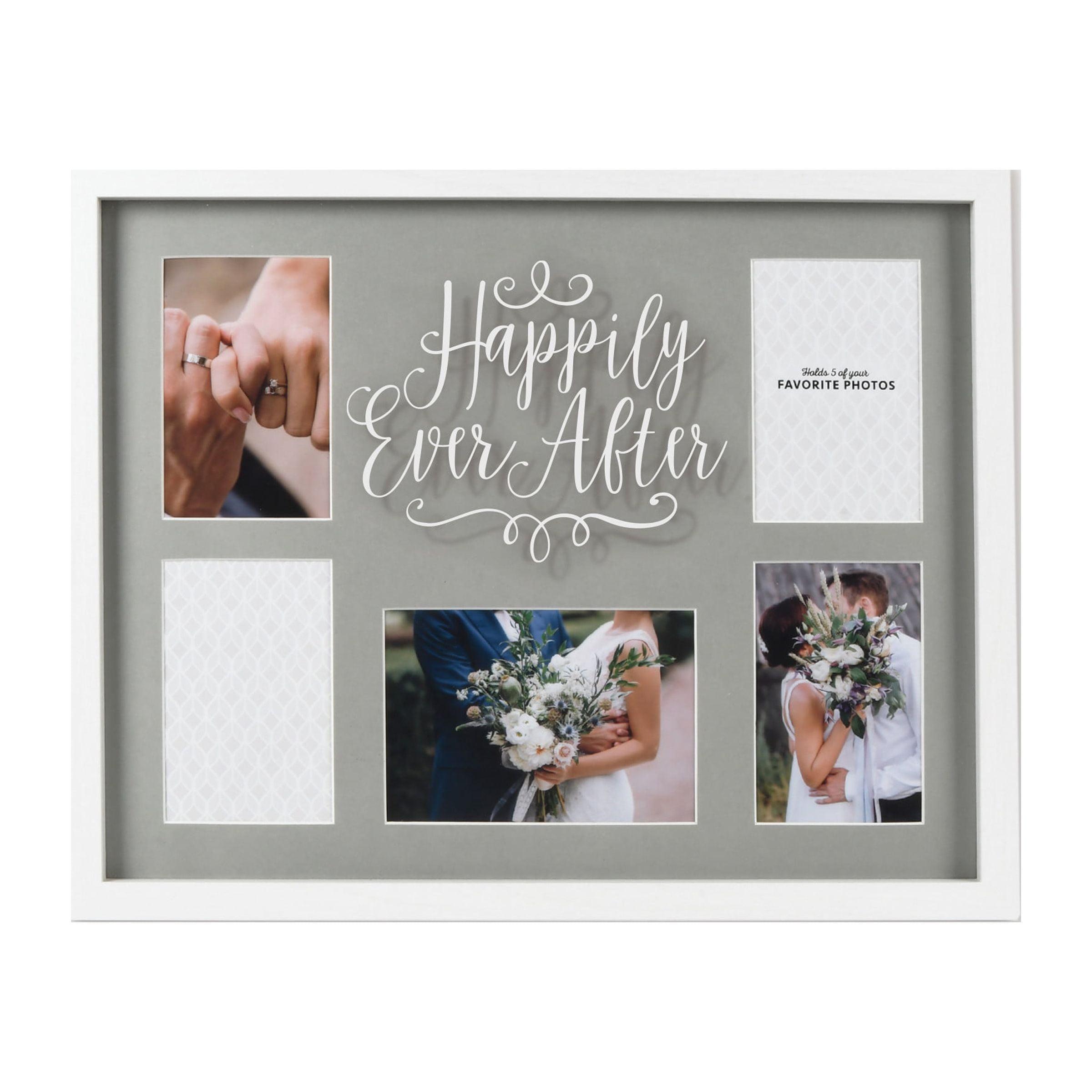 Prinz 5-Opening Happily Ever After Collage Picture Frame, Holds (4) 4x6, (1) 5x7 Photos, Grey